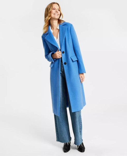 Women's Single-Breasted Wool Blend Coat, Created for Macy's Crew Blue - 3