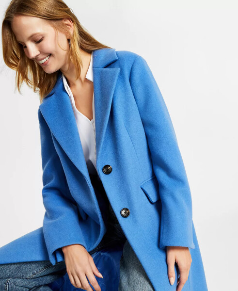 Women's Single-Breasted Wool Blend Coat, Created for Macy's Crew Blue - 4