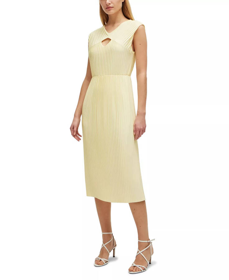 Women's Sleeveless Plisse Dress Open Yellow - 1