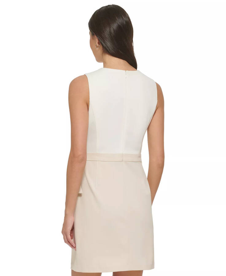 Women’s Sleeveless Sheath with Hardware Detail Beige/Black - 5