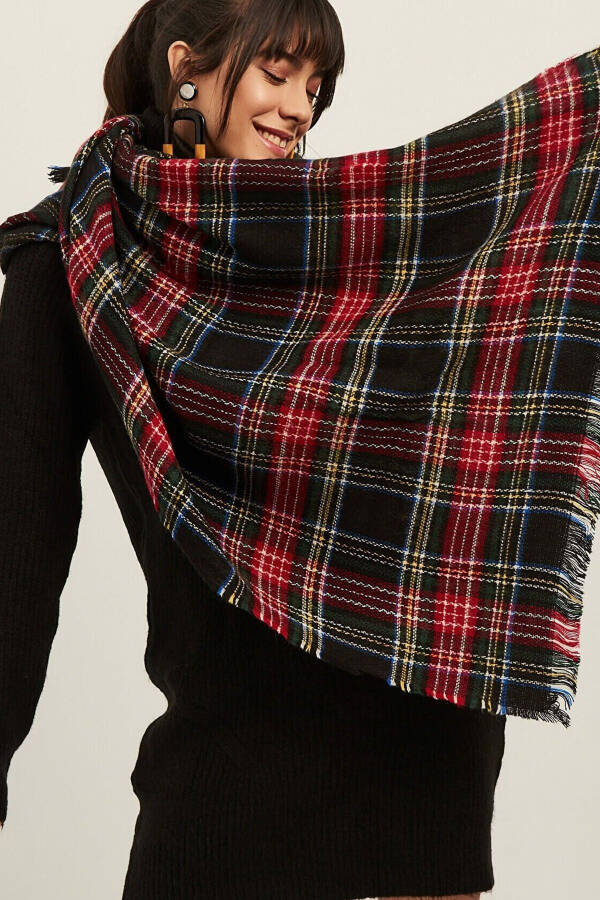 Women's Soft Textured Plaid Scarf - 1