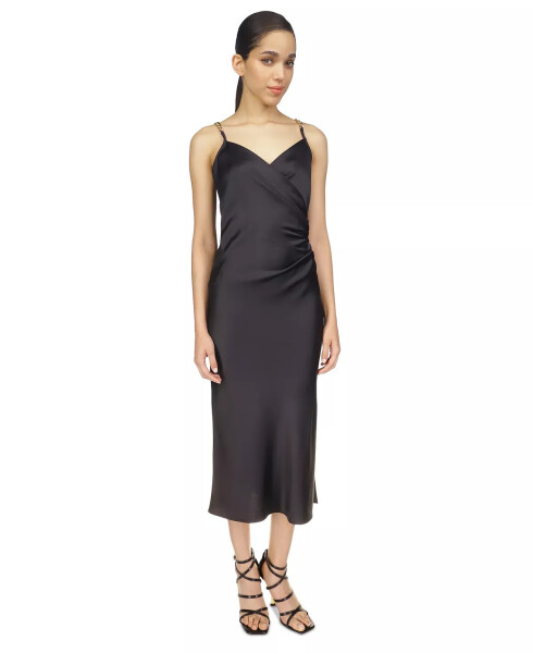 Women's Solid Chain Slip Dress Black - 1