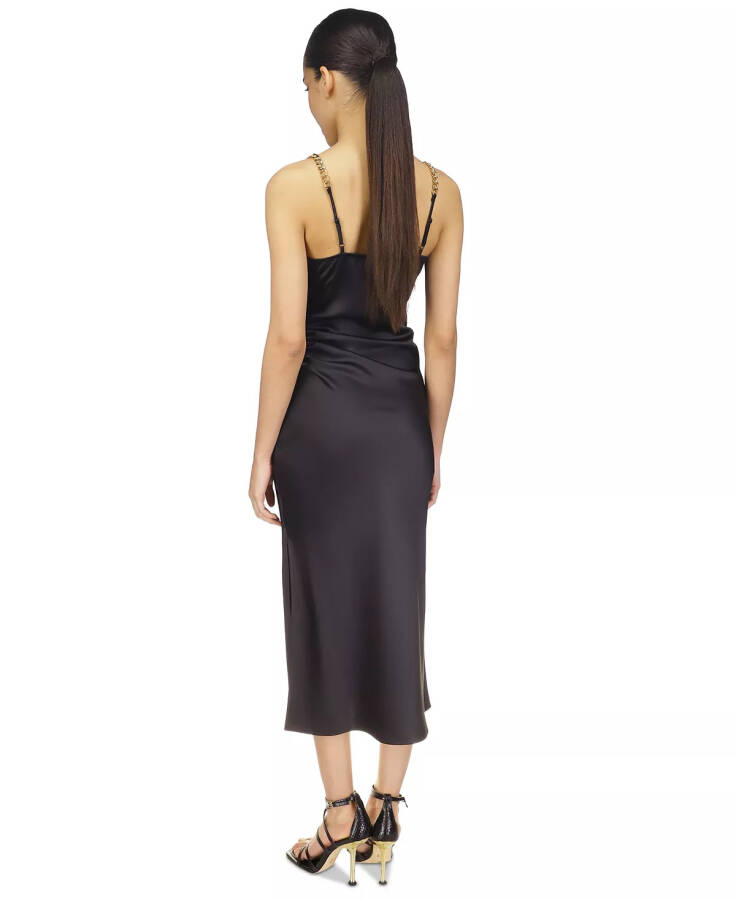 Women's Solid Chain Slip Dress Black - 2