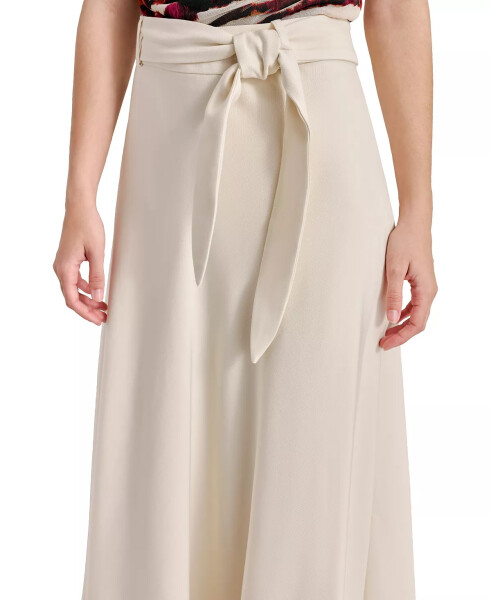 Women's Solid Tie-Waist Size-Zip Midi Skirt Parchment - 4