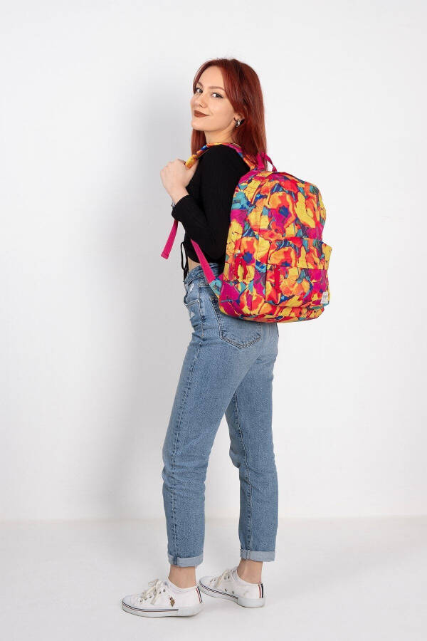 Women's Sports Backpack - Yellow Scarlett - Floral Colors - 7