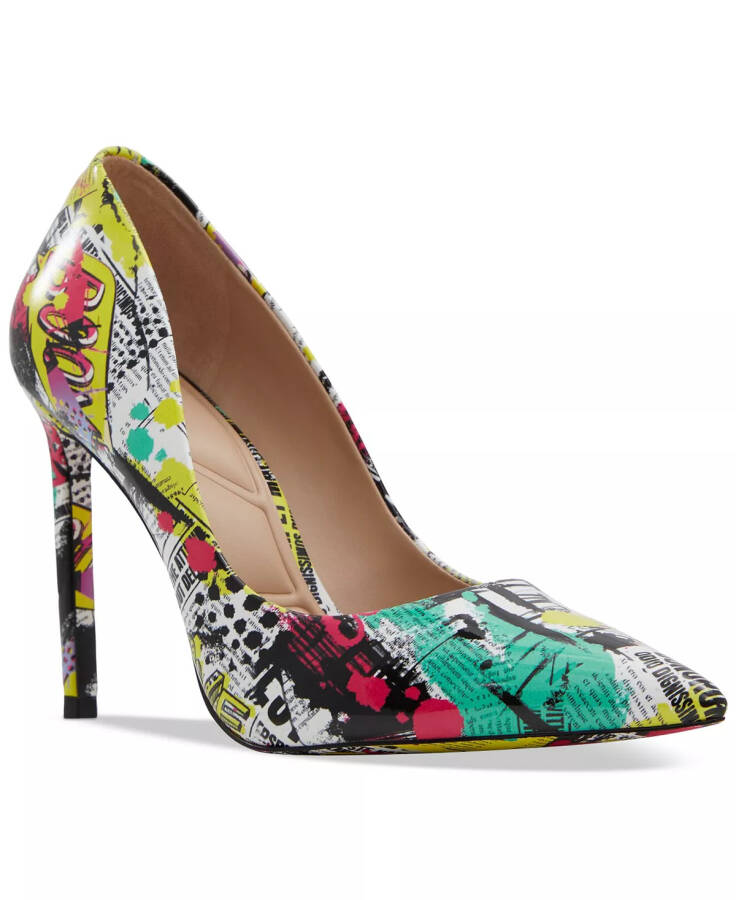 Women's Stessy 2.0 Printed Pointed-Toe Stiletto Pumps Patent Newspaper Print Multi - 1