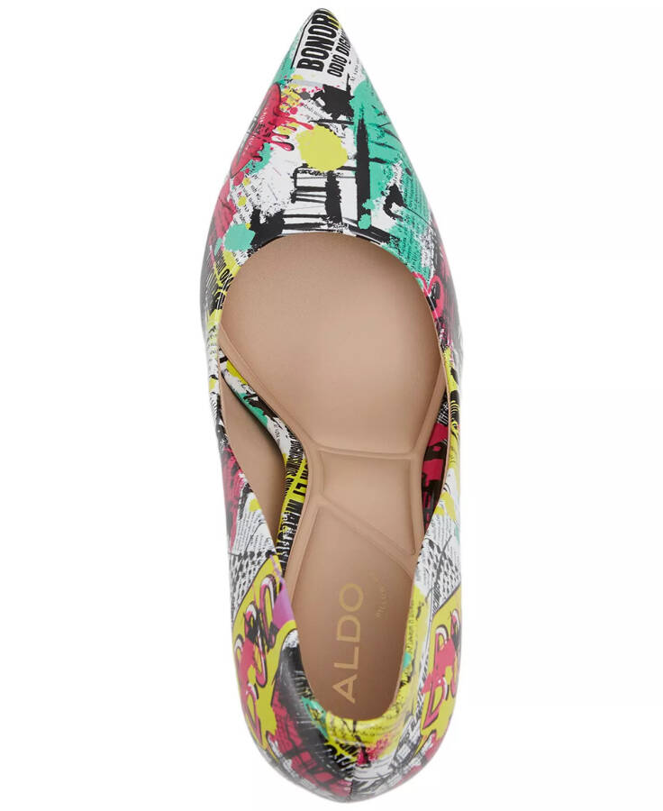 Women's Stessy 2.0 Printed Pointed-Toe Stiletto Pumps Patent Newspaper Print Multi - 4