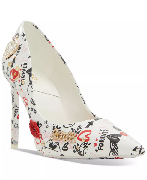 Women's Stessy 2.0 Printed Pointed-Toe Stiletto Pumps Patent White Love Print Multi - 1