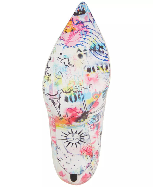 Women's Stessy 2.0 Printed Pointed-Toe Stiletto Pumps Patent White Travel Stamp Multi - 5