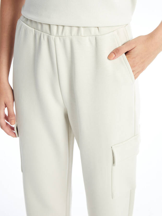 Women's Straight Interlock Cargo Sweatpants with Elastic Waistband - 5