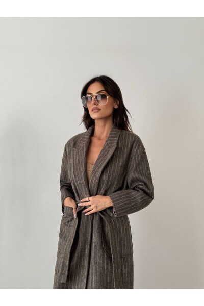 Women's striped wool coat - 3