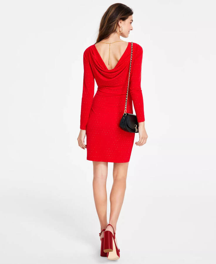 Women's Studded Long-Sleeve Bodycon Dress Crimson - 9