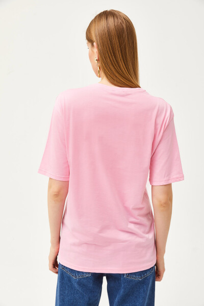 Women's Sugar Pink Oversized Crew Neck T-Shirt TSH-19000788 - 7