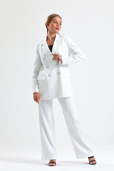 Women's Suit Jacket and Pants | TK34239 Ecru - 17