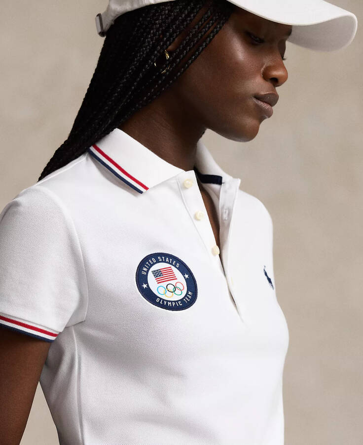 Women's Team USA Mesh Polo Shirt White - 4