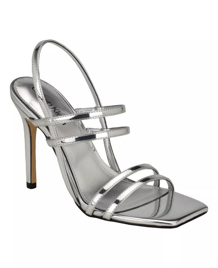 Women's Teoni Strappy Stiletto Dress Sandals Silver Mirror Metallic - Manmade - 1