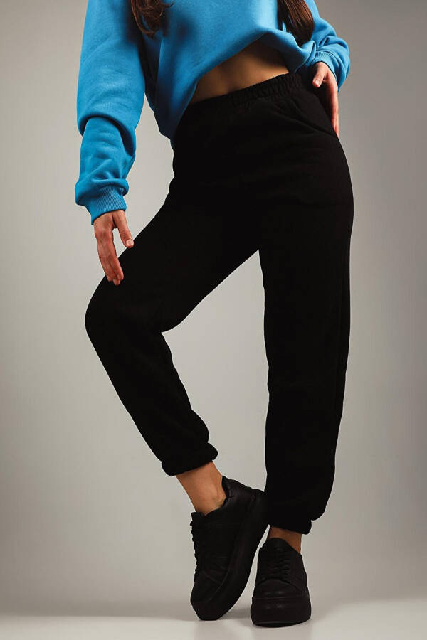 Women's Three-Thread Brushed Elastic Waist and Cuff Tracksuit Bottoms - 3