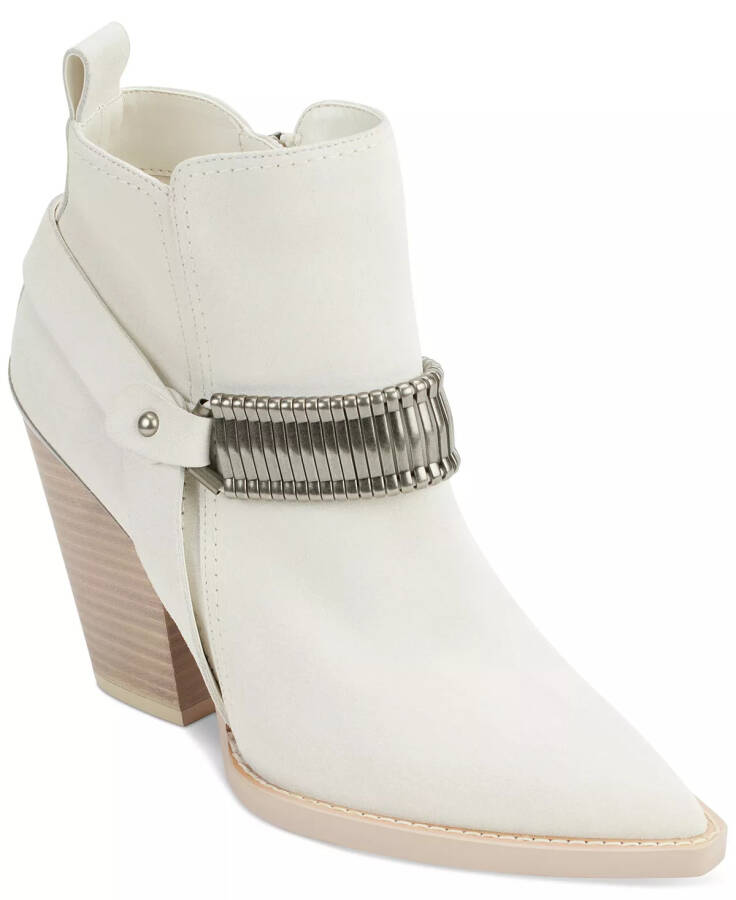 Women's Tizz Embellished Pointed-Toe Ankle Booties White - 1