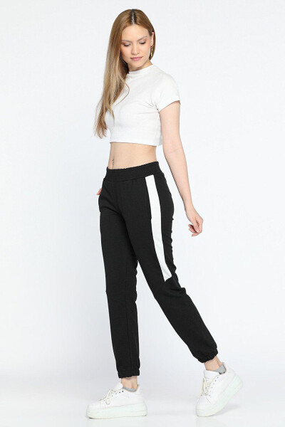 Women's Tracksuit Bottoms with Side Stripes and Elastic Waist and Cuffs - 2