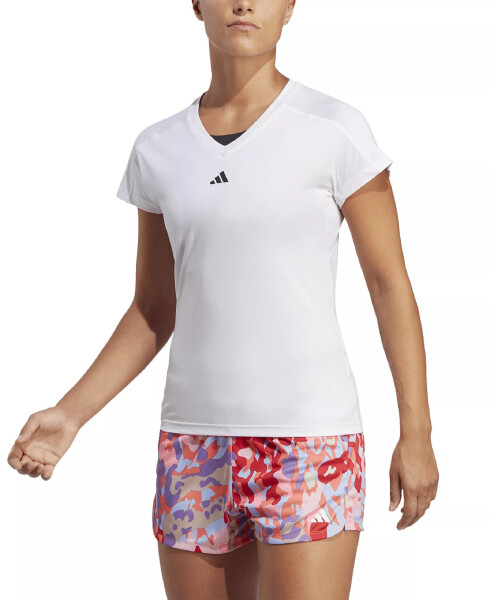 Women's Training Moisture-Wicking Logo V-Neck T-shirt White - 1