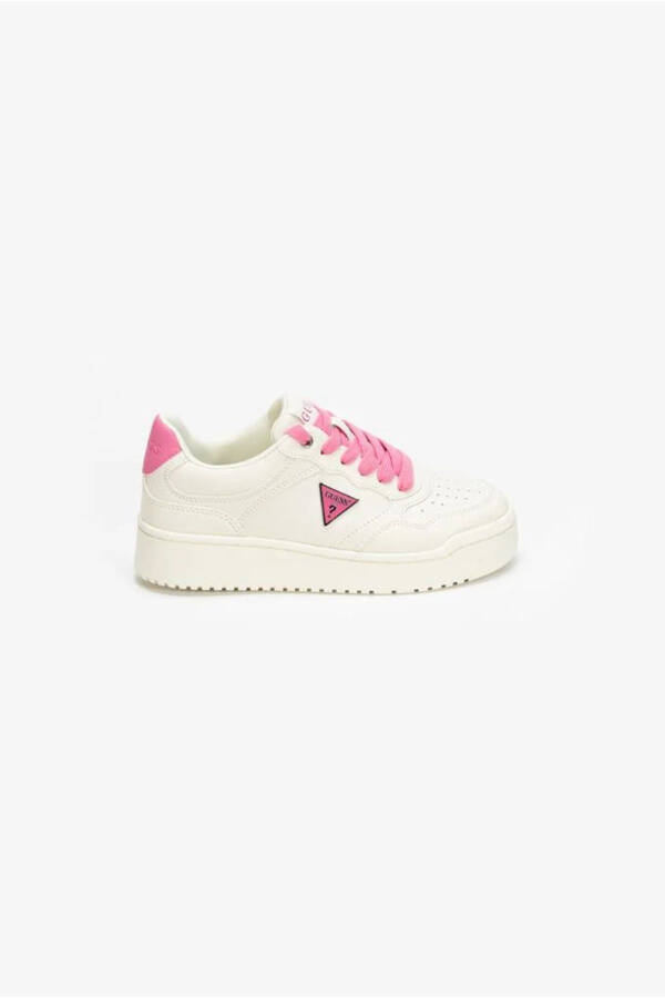 Women's Triangle Logo Sneaker Shoes - White Pink - 1