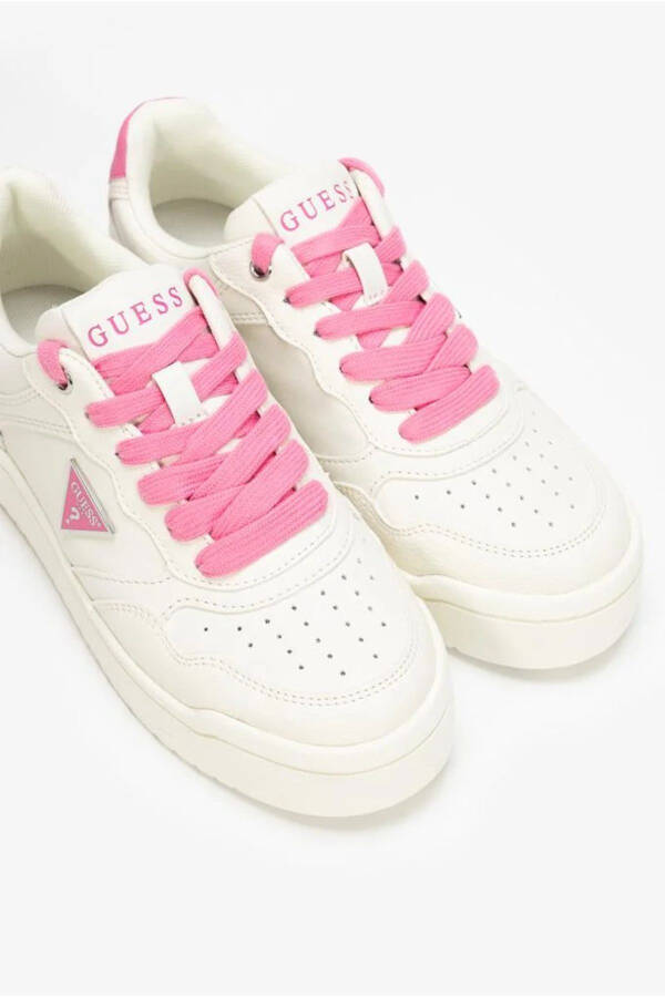 Women's Triangle Logo Sneaker Shoes - White Pink - 4