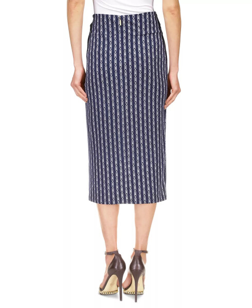 Women's Twist-Front Chain-Print Midi Skirt Midnight Blue - 2