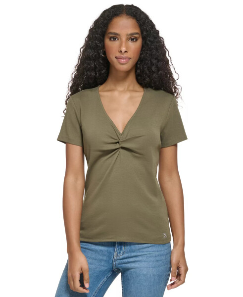 Women's Twist Front V-Neck T-Shirt Caper - 1