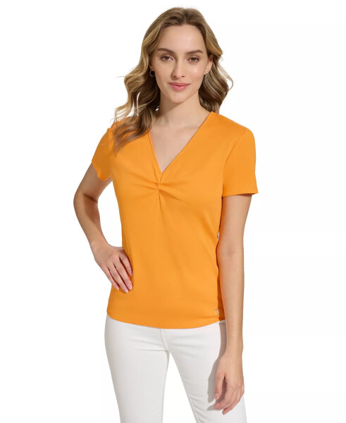 Women's Twist Front V-Neck T-Shirt Tumeric - 1