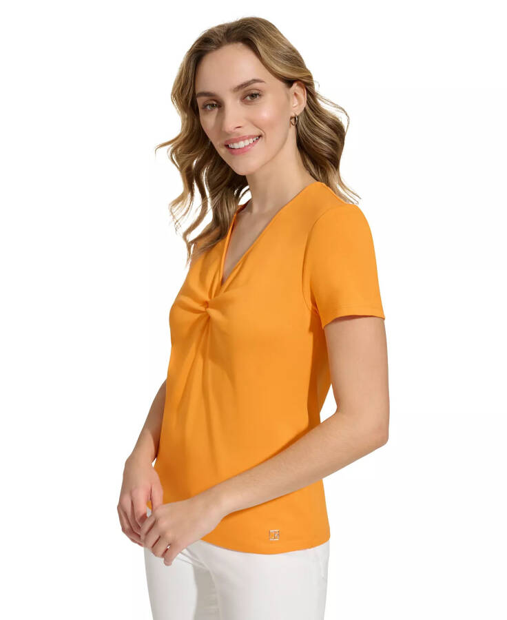 Women's Twist Front V-Neck T-Shirt Tumeric - 3