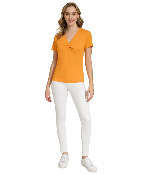 Women's Twist Front V-Neck T-Shirt Tumeric - 4