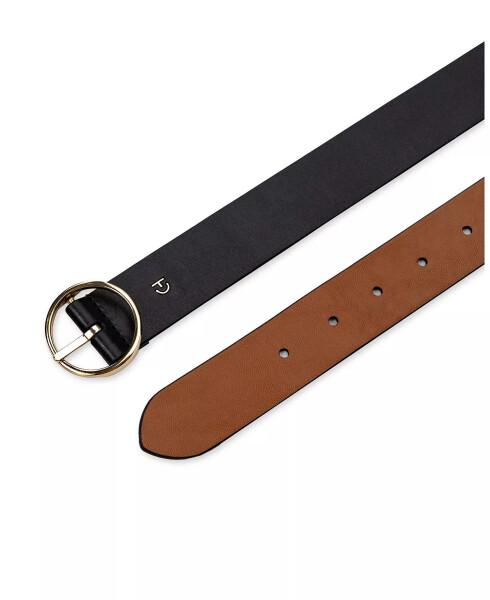 Women's Two-In-One Center Bar Reversible Genuine Leather Belt Black, Tan - 4