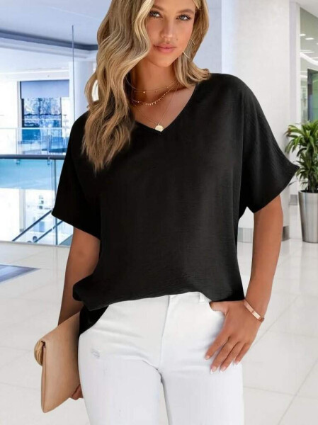 Women's V-Neck Batwing Sleeve Aerobic Blouse - 1