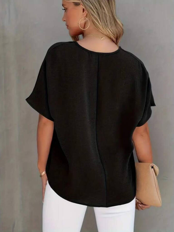 Women's V-Neck Batwing Sleeve Aerobic Blouse - 5