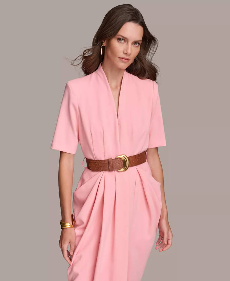 Women's V-Neck Belted Short-Sleeve Dress Tourmaline - 4