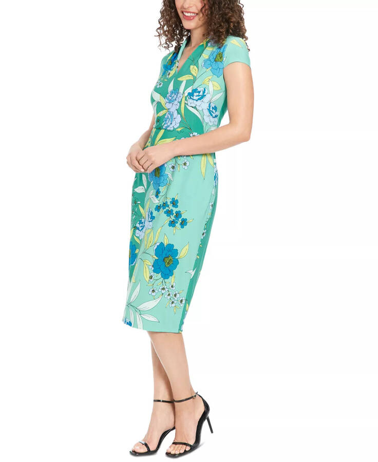 Women's V-Neck Cap-Sleeve Sheath Dress Blue/green - 2