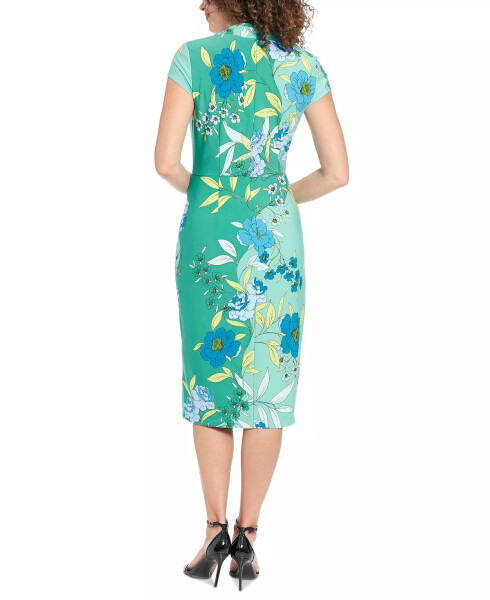 Women's V-Neck Cap-Sleeve Sheath Dress Blue/green - 3