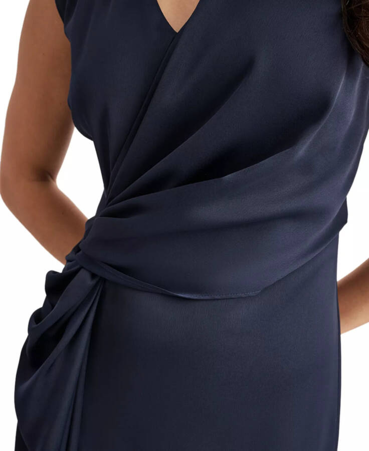 Women's V-Neck Side-Knot Sleeveless Gown Navy - 5