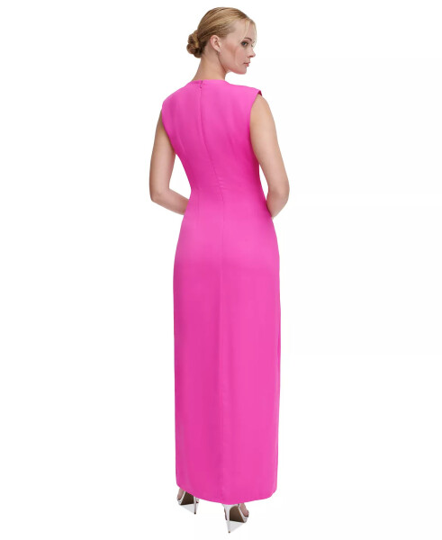 Women's V-Neck Side-Knot Sleeveless Gown Power Pink - 2