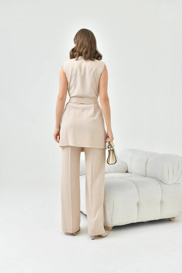 Women's Vest Suit Beige 30823 - 21