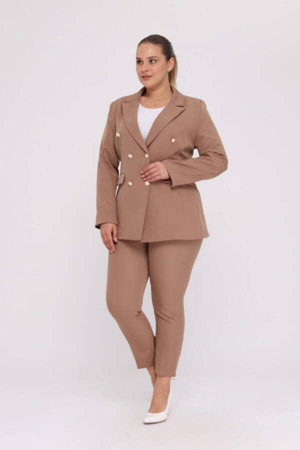 Women's Visone Blazer Jacket Belted Pocket Wide Leg Trousers Plus Size Suit Dress - 2