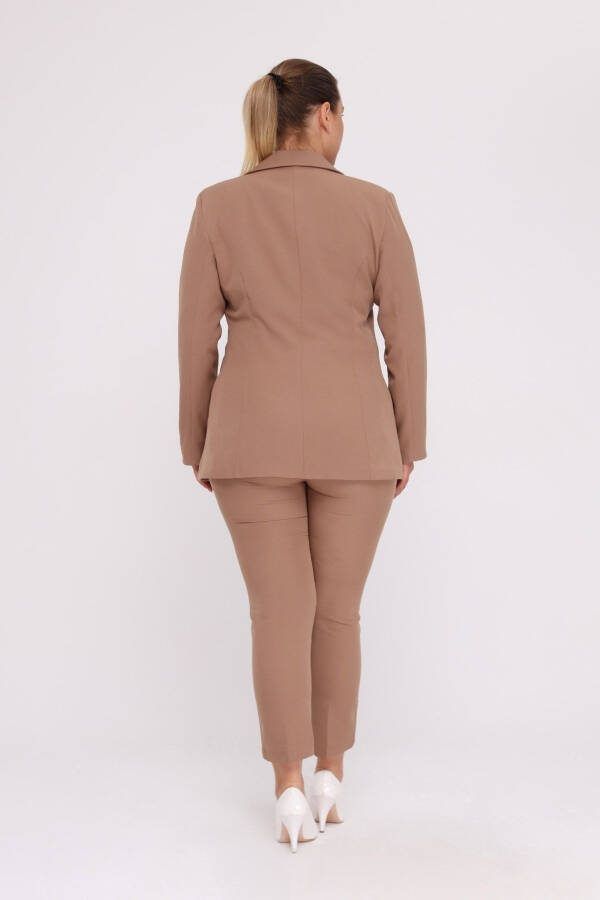 Women's Visone Blazer Jacket Belted Pocket Wide Leg Trousers Plus Size Suit Dress - 6