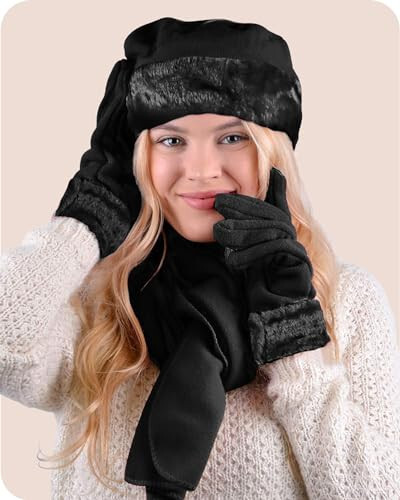 Women's Warm Fleece Winter - Women's Hat and Glove Set + Hats Gloves Scarves for Women - 2