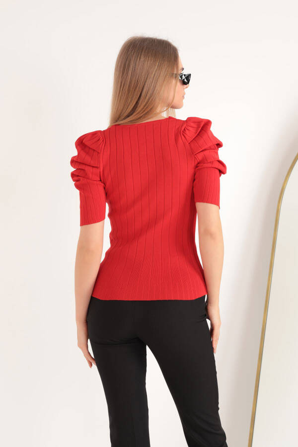 Women's Watermelon Sleeve Knit Blouse - Red - 4