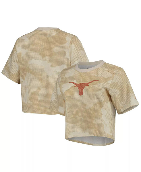 Women's White and Tan Texas Longhorns Park Camo Boxy T-shirt White, Tan - 1