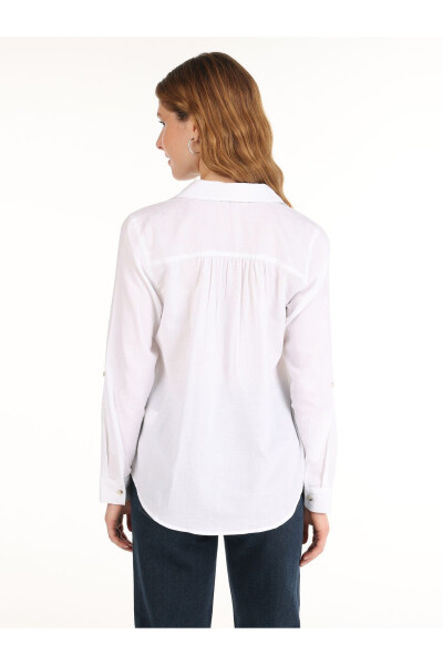 Women's White Blouse, Long Sleeve, Regular Fit (Cl1058747) - 2