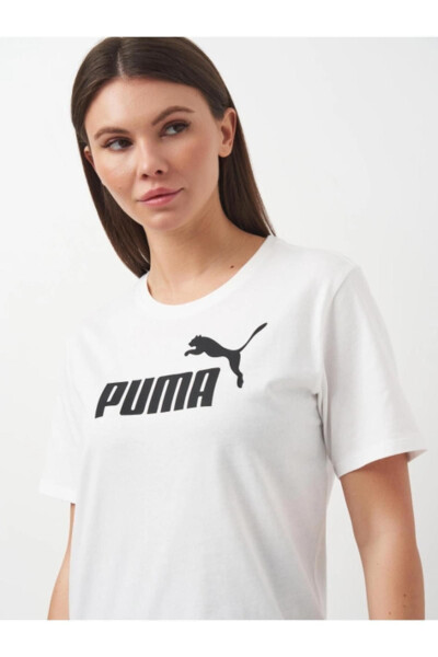 Women's White Essential Logo Boyfriend Crew Neck T-Shirt 58686802 - 4