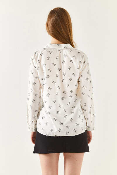 Women's White Floral Long Sleeve Shirt ARM-22K001063 - 9