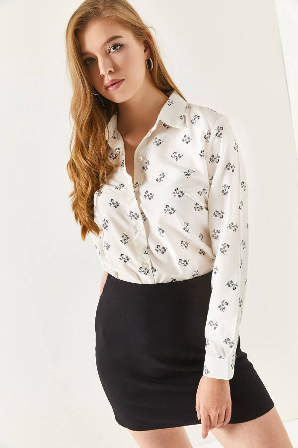 Women's White Floral Long Sleeve Shirt ARM-22K001063 - 10