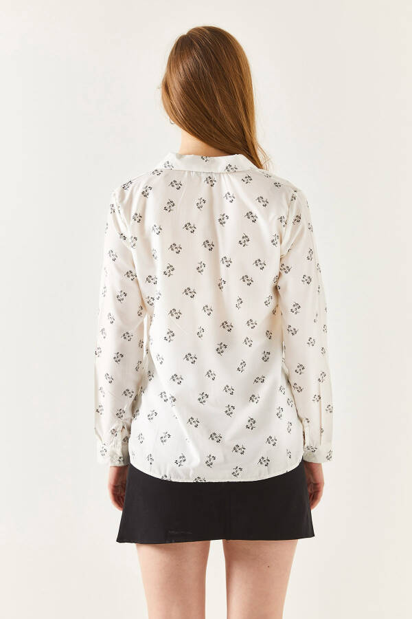 Women's White Floral Long Sleeve Shirt ARM-22K001063 - 13